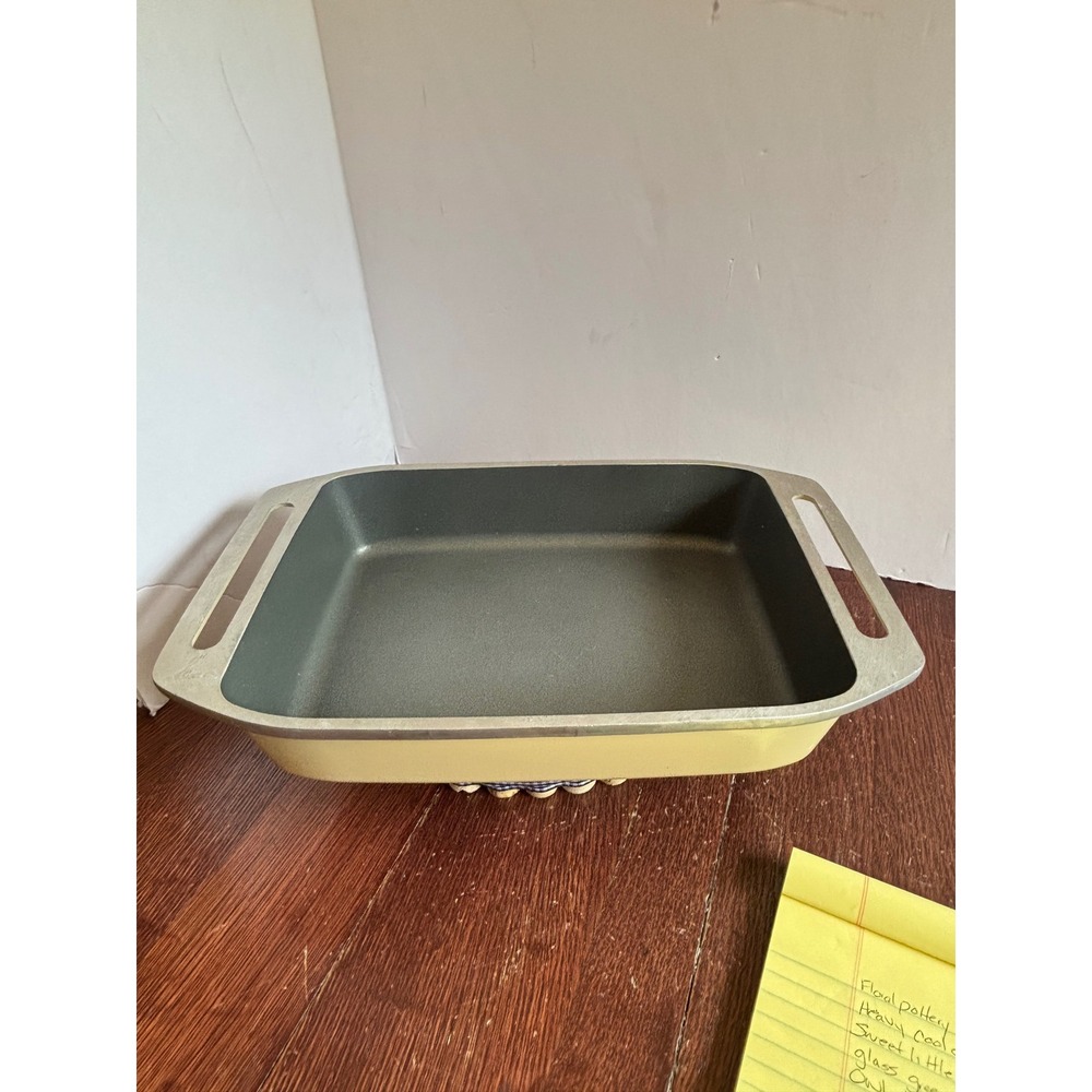 Club Aluminum Rectangular Roaster Pan Yellow Harvest Gold Non-Stick 12x9x2.5